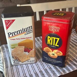 Set of 2 vintage cracker tins